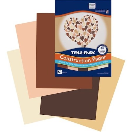 Pacon Construction Paper, 76 lb, 9inx12in, AST Skin Tones, 50PK PACP102949